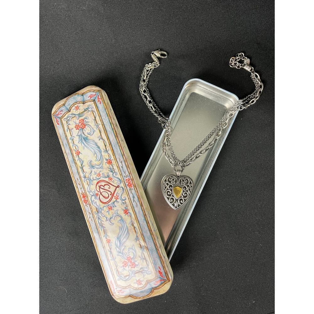BRIGHTON HEART NECKLACE Scroll Reversible Pendant Multi Chain With Box Gift